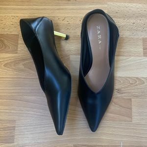 Zara Kitten Heel Black Pumps/Mule size 36
